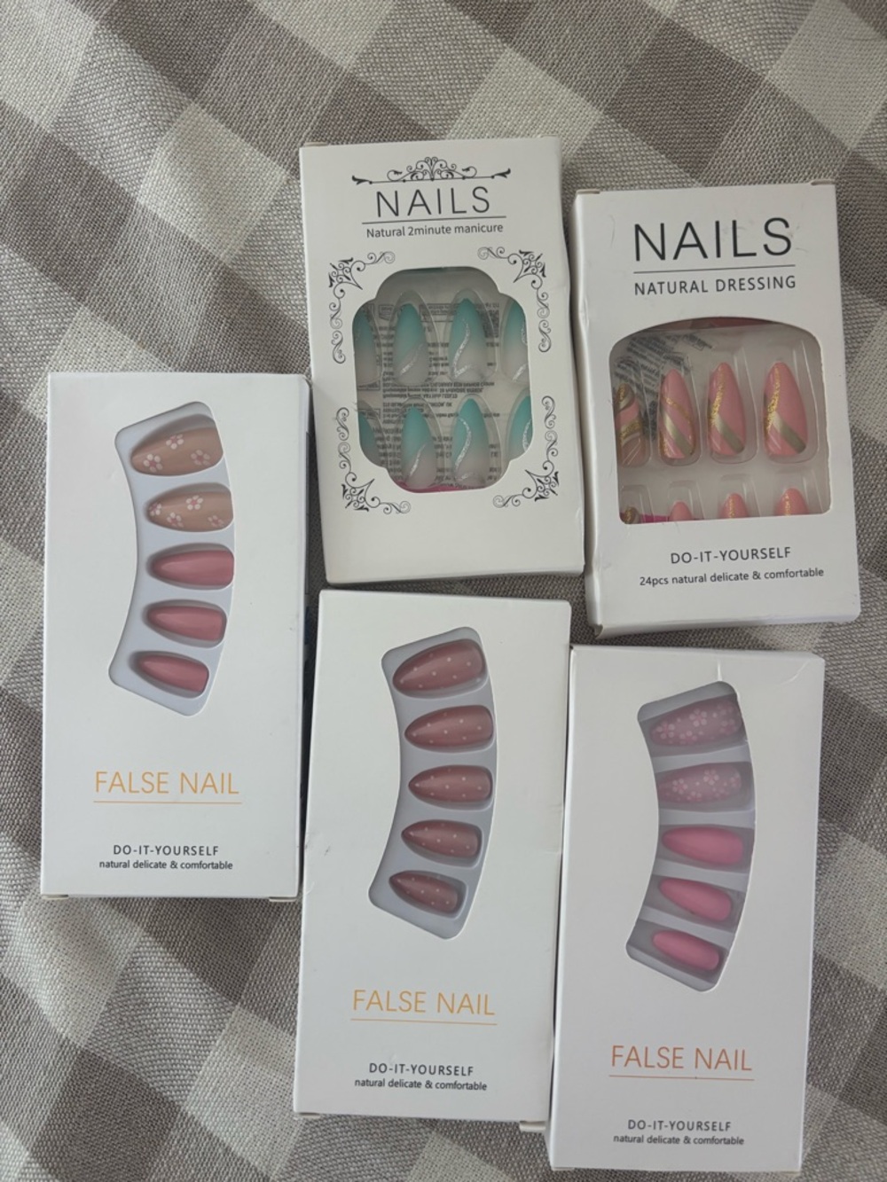 Assorted Press-On Nail Sets - Pink & Teal Mix